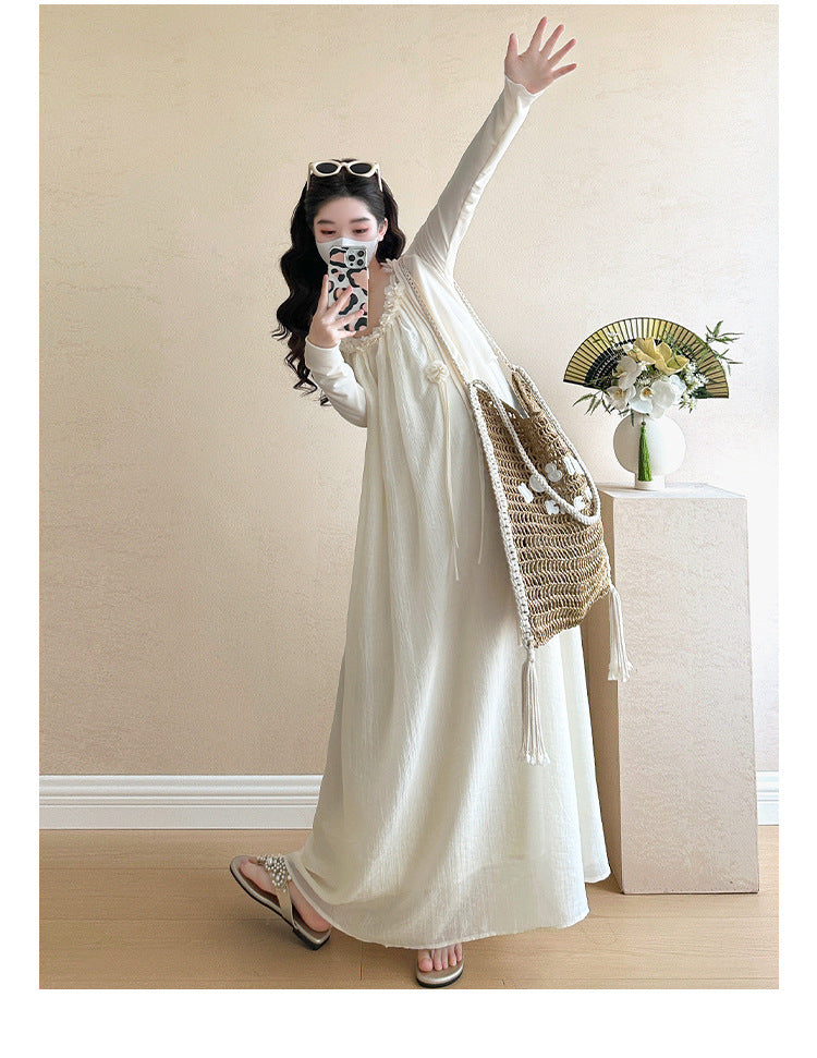 Maternity summer dress 2025 new pregnant mother wear plus size suspenders skirt suit fashion fashion