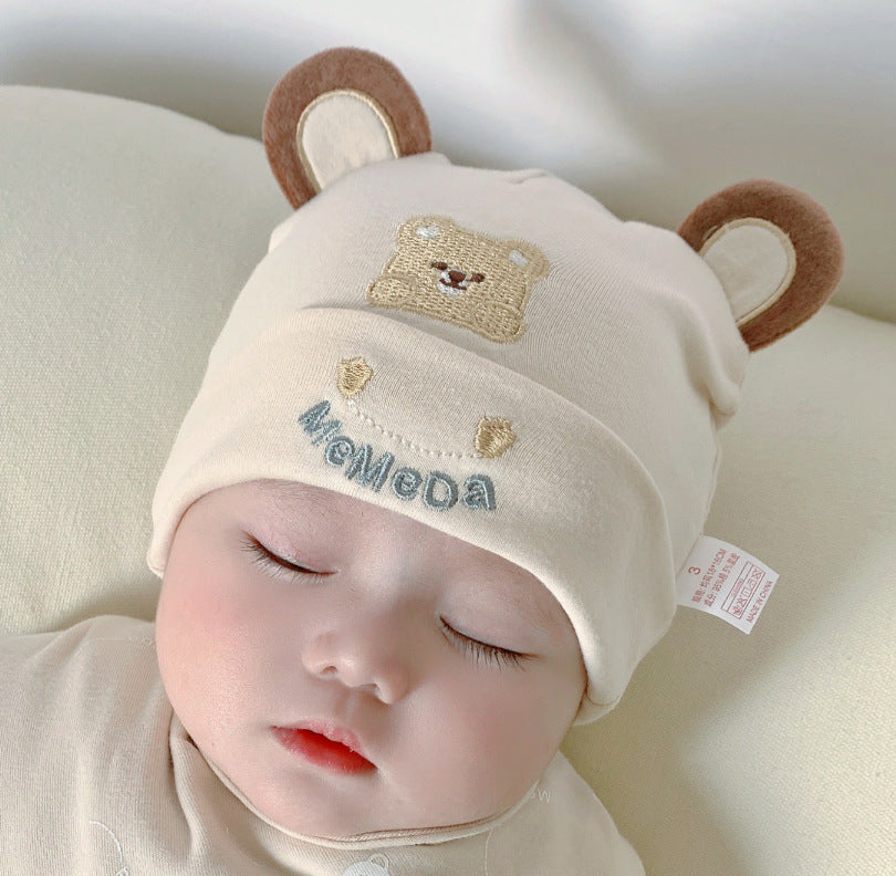 Katu Bear Infant Hat Spring & Fall 3-6-12 Months Male and Female Baby Pullover Hat Cotton 100-Day Sleeping Hat