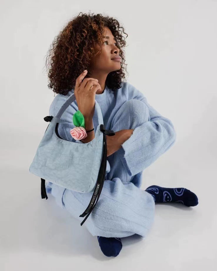 American niche design Baggu Mini Bow handbag underarm bag fashion trendy sky blue all-match women's bag