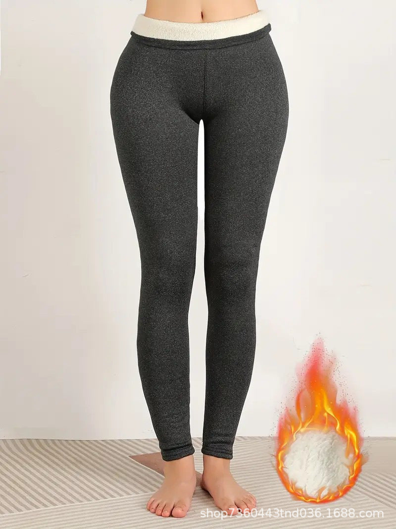 Cross-Border Popular European and American Outerwear Thickened Warm Women's High-Waisted Fleece-Lined Leggings Elastic Warm Textured Yoga Pants