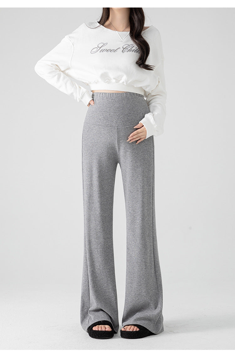 New Pregnant Women's Pants Autumn Loose Micro-flared Pants Autumn and Winter fleece-lined Thickened Pants Small Pregnant Women's Pants