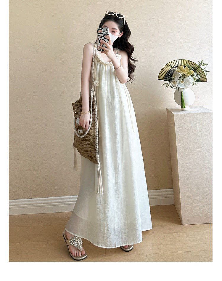 Maternity summer dress 2025 new pregnant mother wear plus size suspenders skirt suit fashion fashion
