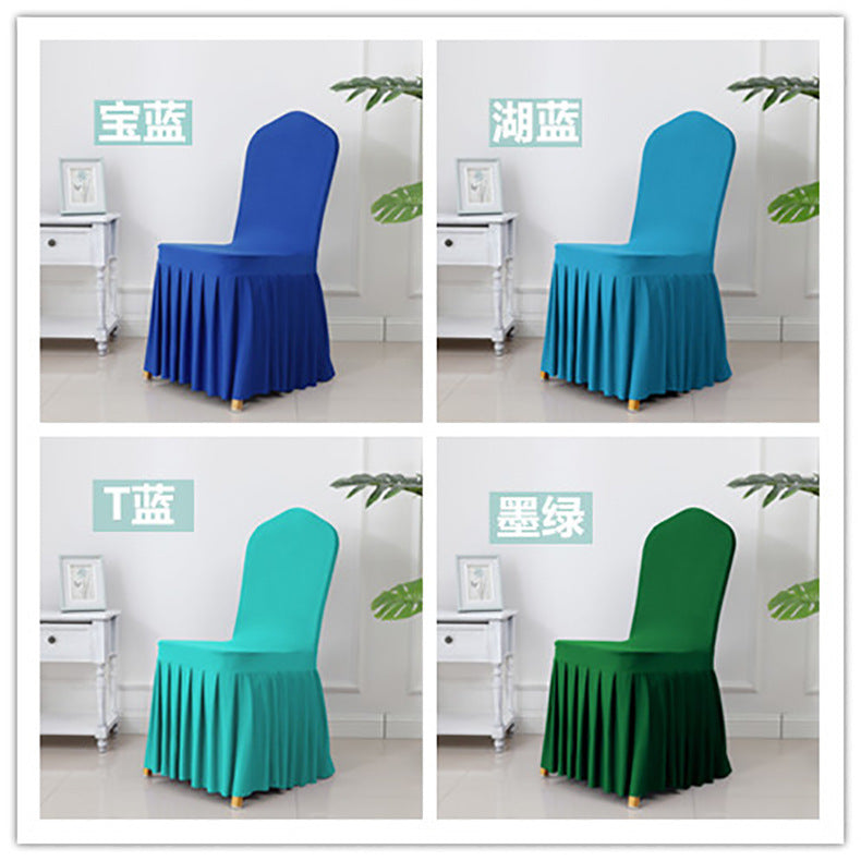 Chair Cover Thickened Stretch Pleated Skirt Dining Chair Cover Hotel Wedding Banquet Event Stool Cover Hotel Cloth