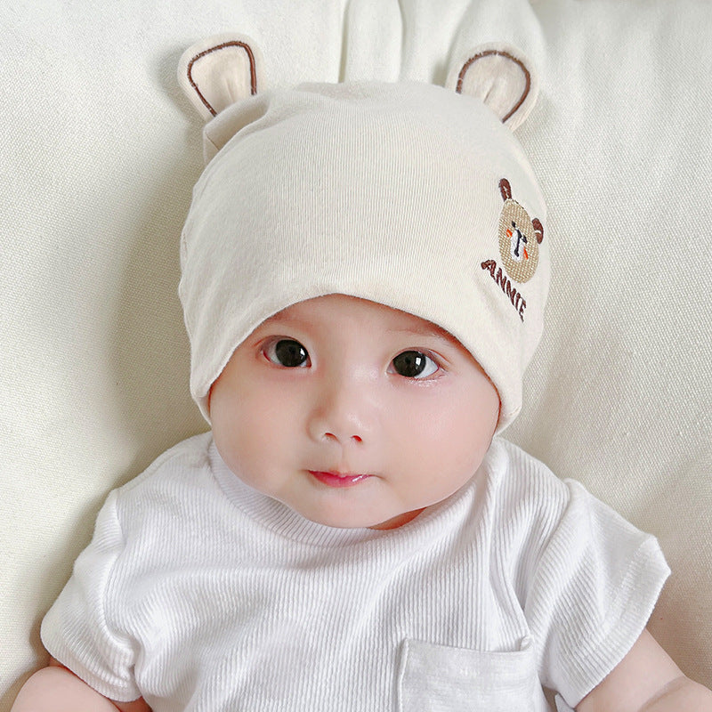 Katu Bear Infant Hat Spring & Fall 3-6-12 Months Male and Female Baby Pullover Hat Cotton 100-Day Sleeping Hat