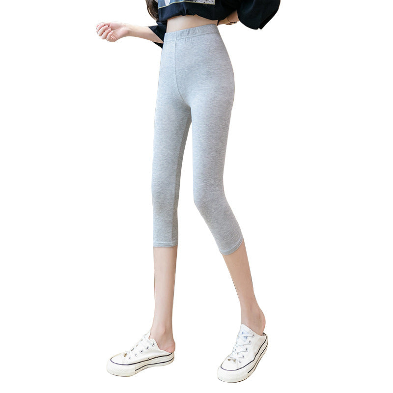 Modal Leggings Women's Thin Outer Wear Seamless Spring and Summer Cropped Pants Large Size High Waist Pants for Chubby Girls Women