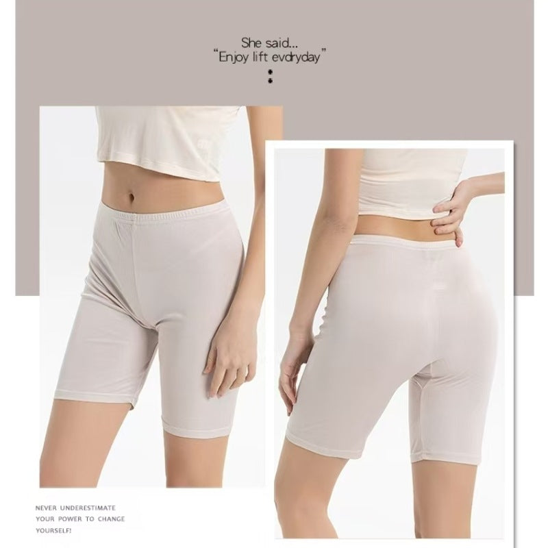 24 Summer New Style Silk Shorts for Women, Plus Size, Anti-Exposure, Breathable, Thin Safety Shorts, Mulberry Silk Pajama Shorts, Leggings