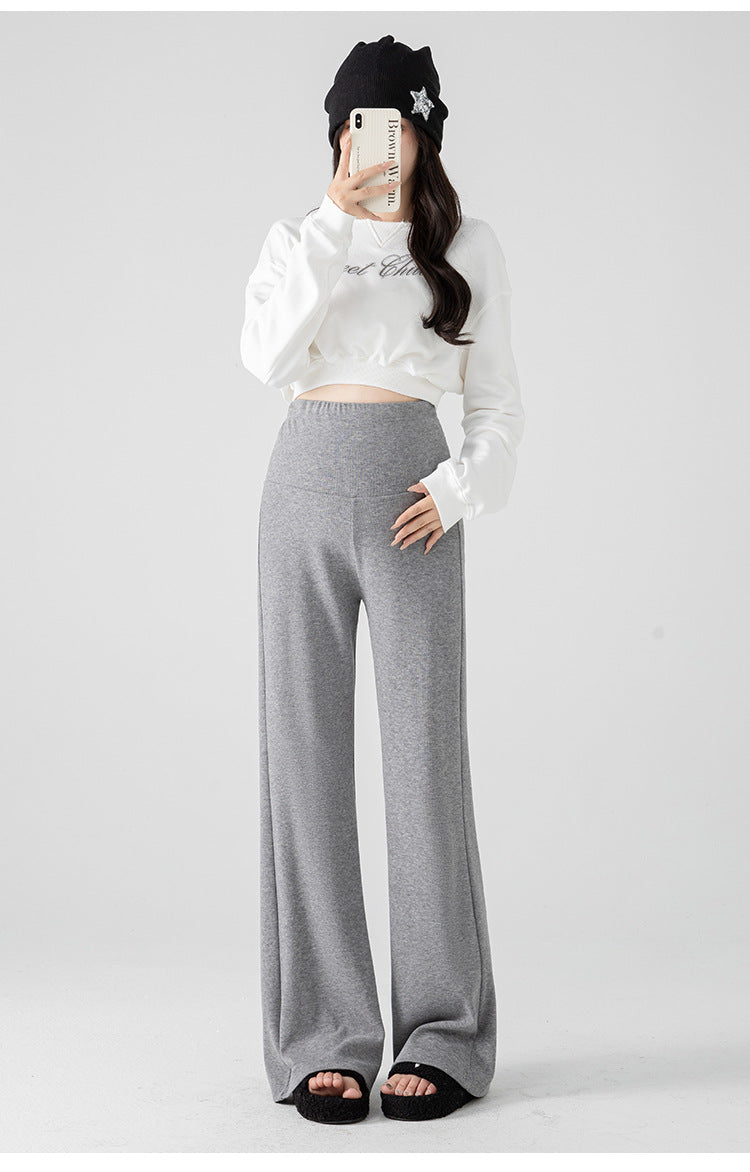 New Pregnant Women's Pants Autumn Loose Micro-flared Pants Autumn and Winter fleece-lined Thickened Pants Small Pregnant Women's Pants