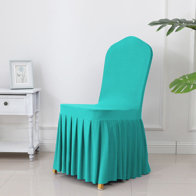 Chair Cover Thickened Stretch Pleated Skirt Dining Chair Cover Hotel Wedding Banquet Event Stool Cover Hotel Cloth