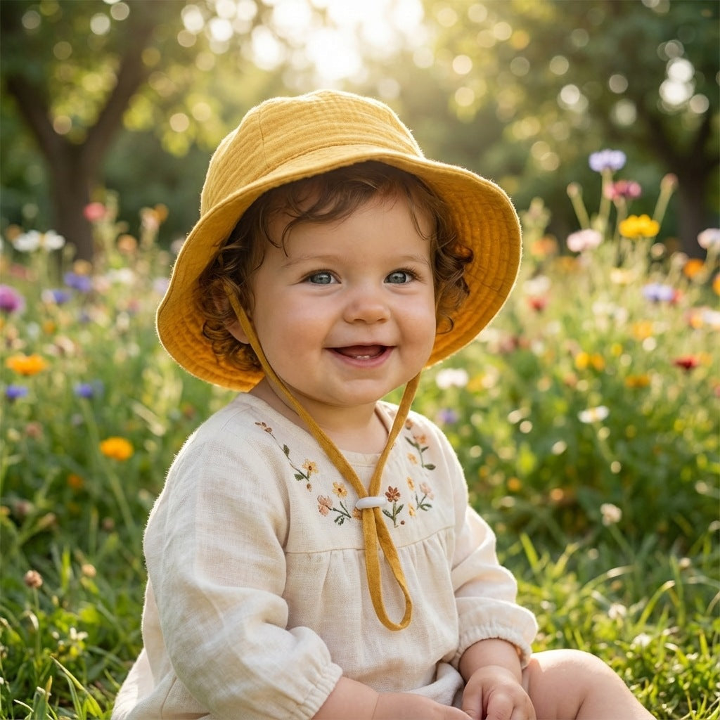 Ins Baby Pure Cotton Basin Hat European and American Anti-Sun Breathable Baby Fisherman Hat Pure Color Kidsren's Sun Hat Breathable Sun Protection