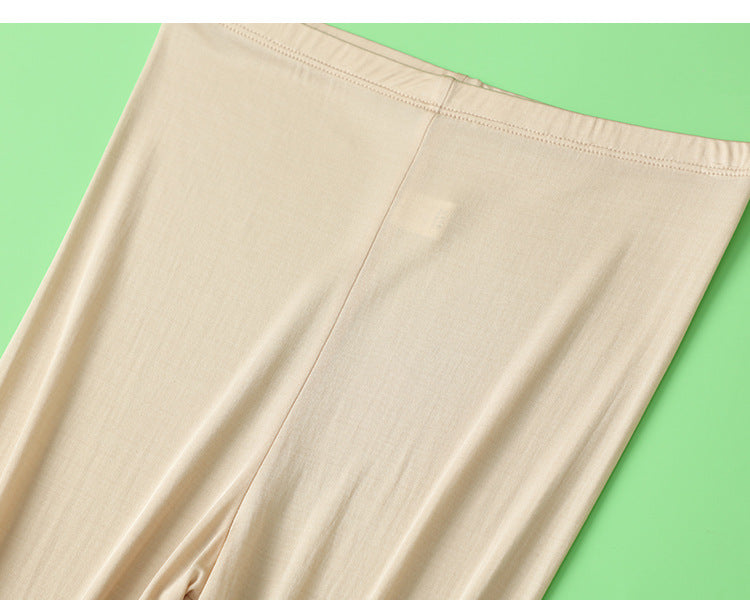 Thin Summer 100% Mulberry Silk Silk High Waist Cropped Pants Fine Knitted Leggings Breathable Skin-Friendly Soft Women's Pants