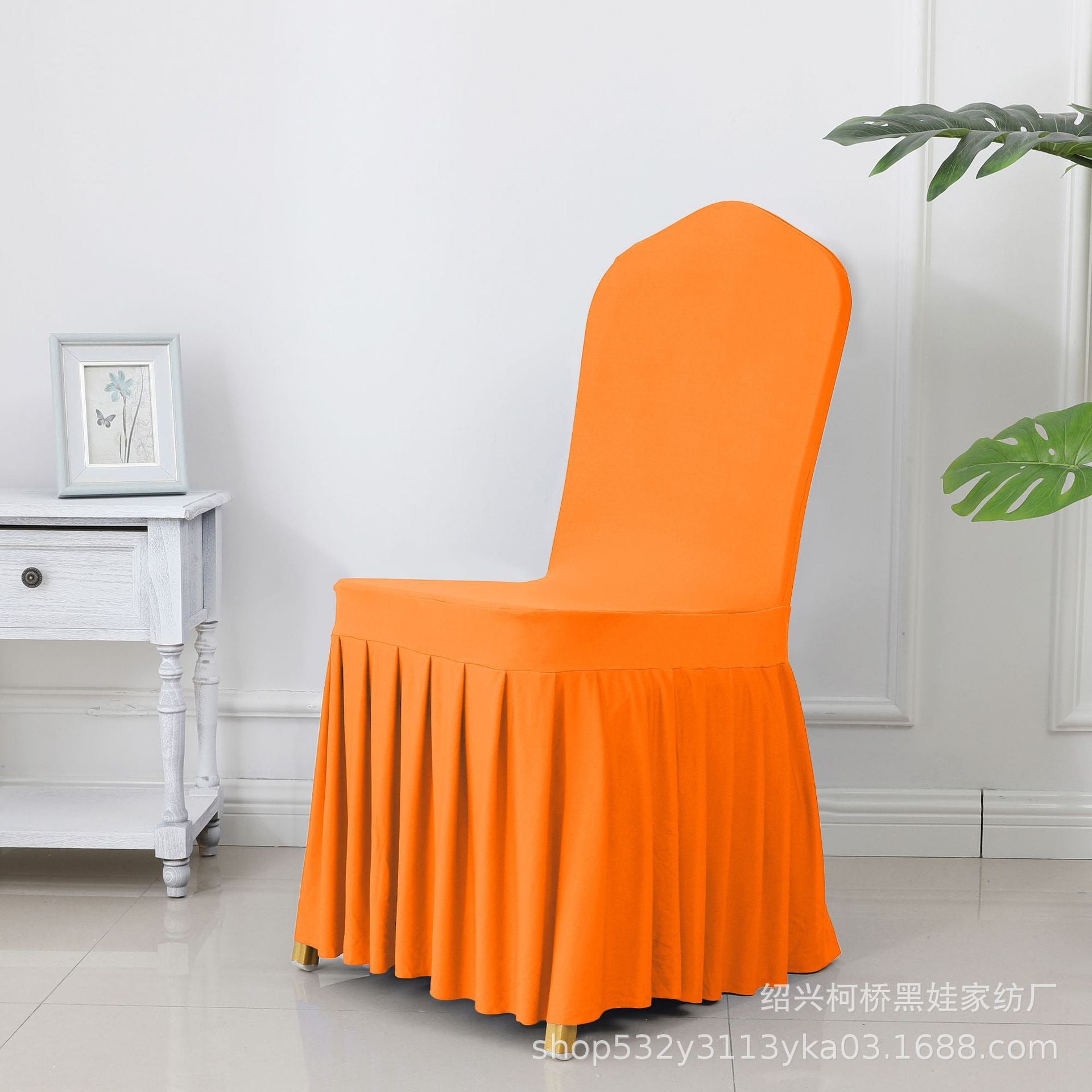 Chair Cover Thickened Stretch Pleated Skirt Dining Chair Cover Hotel Wedding Banquet Event Stool Cover Hotel Cloth