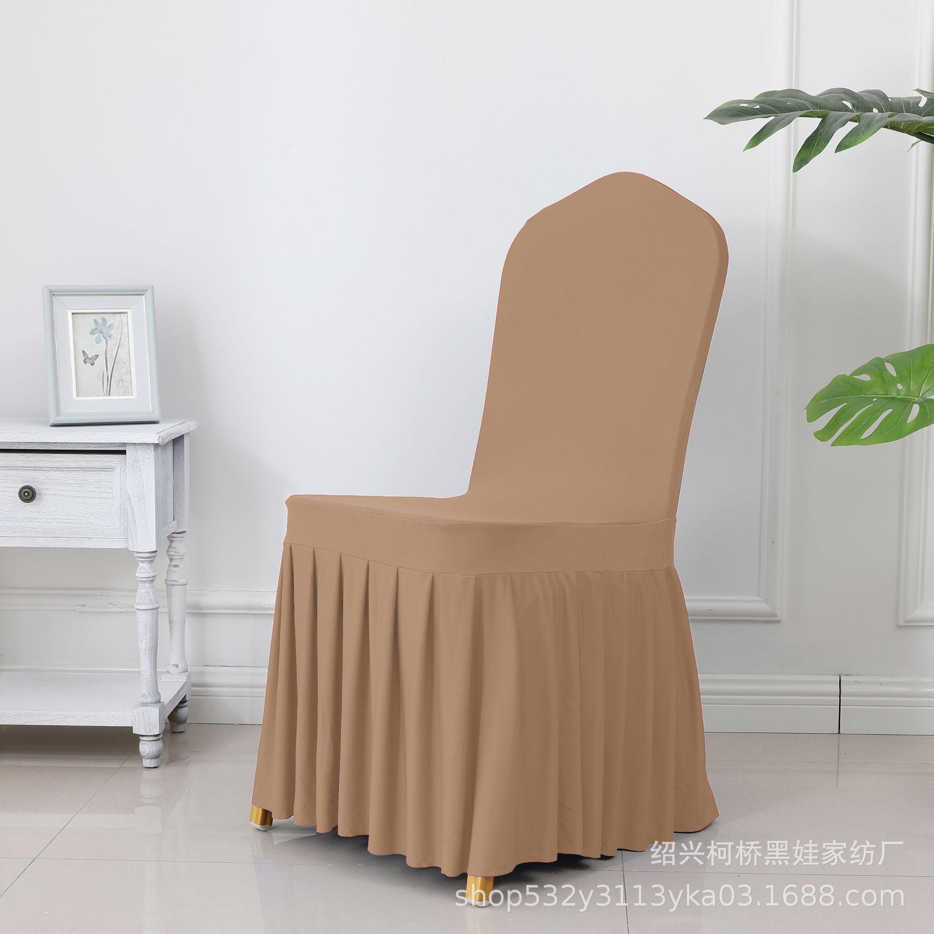 Chair Cover Thickened Stretch Pleated Skirt Dining Chair Cover Hotel Wedding Banquet Event Stool Cover Hotel Cloth