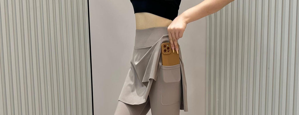 Summer New High Waist Capri Pants Pocket Belly-closed Culottes Fashion Sports Fake Two-piece Running Fitness Outer Wear Yoga