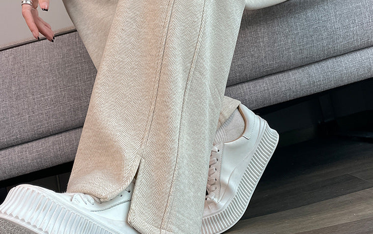 Pregnant Women's Trousers Herringbone Pattern Woolen Belly Narrow Wide-leg Pants Lazy Casual Glutinous Rice Pants Trousers Pregnant Women's Wear