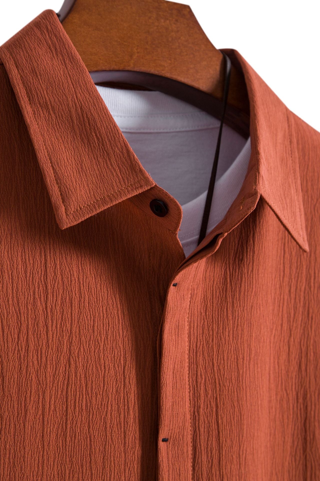 Cross-border 2025 Summer New Men's Short-sleeved Shirt Loose Solid Color Button Short-sleeved Shirt Men's Short-sleeved Shirt