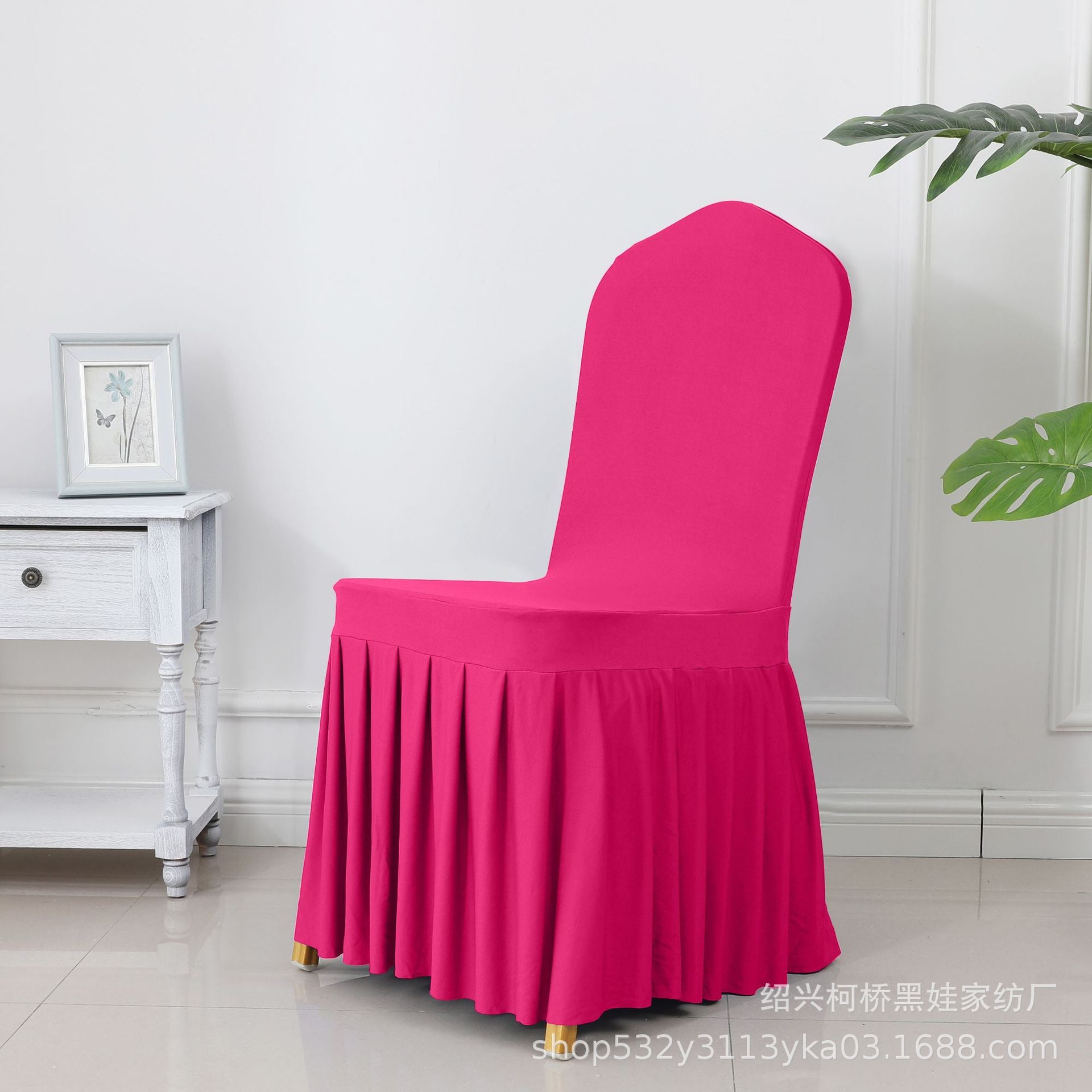 Chair Cover Thickened Stretch Pleated Skirt Dining Chair Cover Hotel Wedding Banquet Event Stool Cover Hotel Cloth