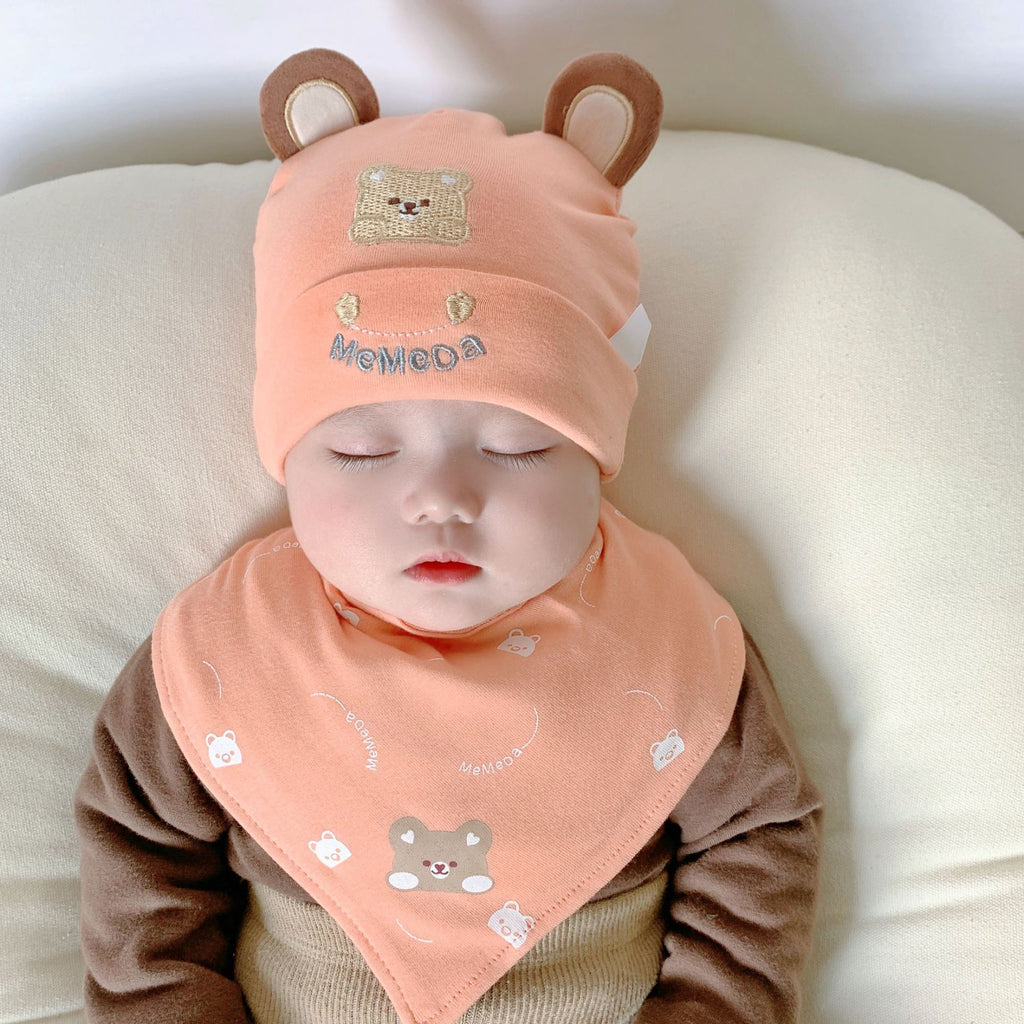 Katu Bear Infant Hat Spring & Fall 3-6-12 Months Male and Female Baby Pullover Hat Cotton 100-Day Sleeping Hat