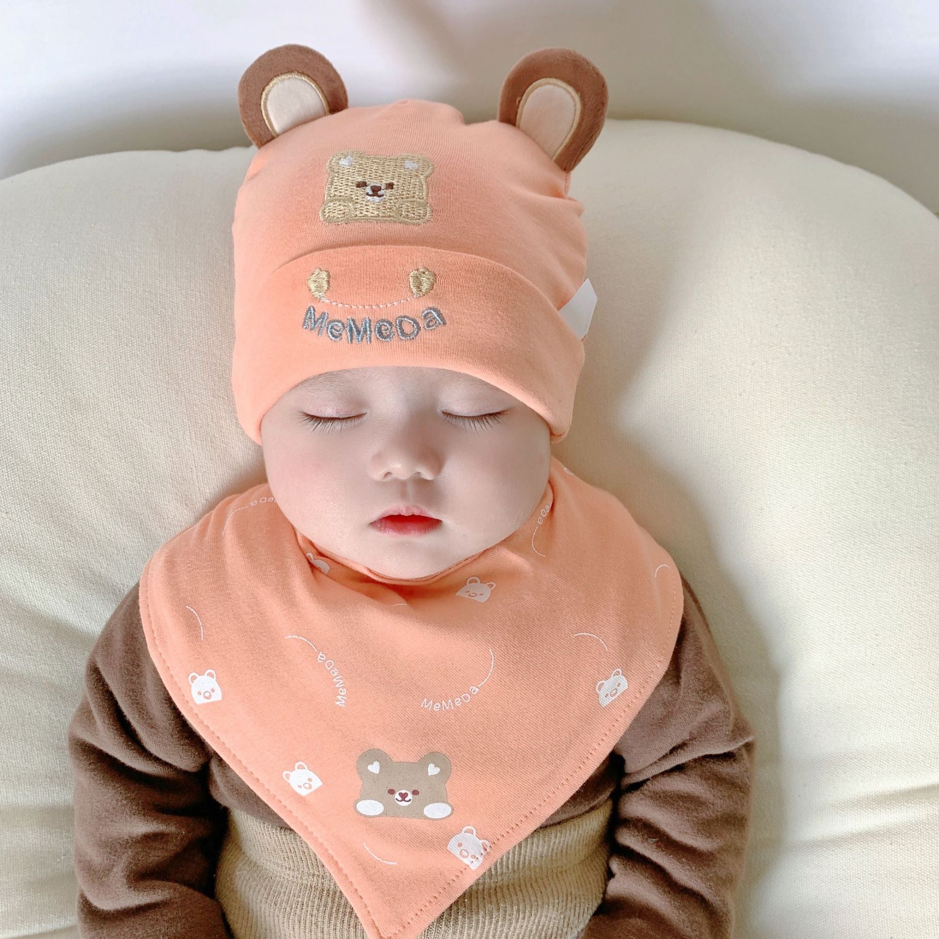 Katu Bear Infant Hat Spring & Fall 3-6-12 Months Male and Female Baby Pullover Hat Cotton 100-Day Sleeping Hat