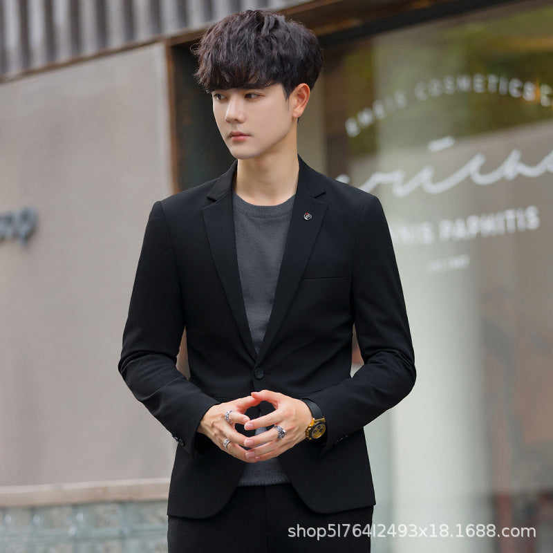 A 1.45kg Piece Set of Spring & Fall Casual Small Suit Jacket Men's Korean Style Slim Gray Formal Full Suit Suit