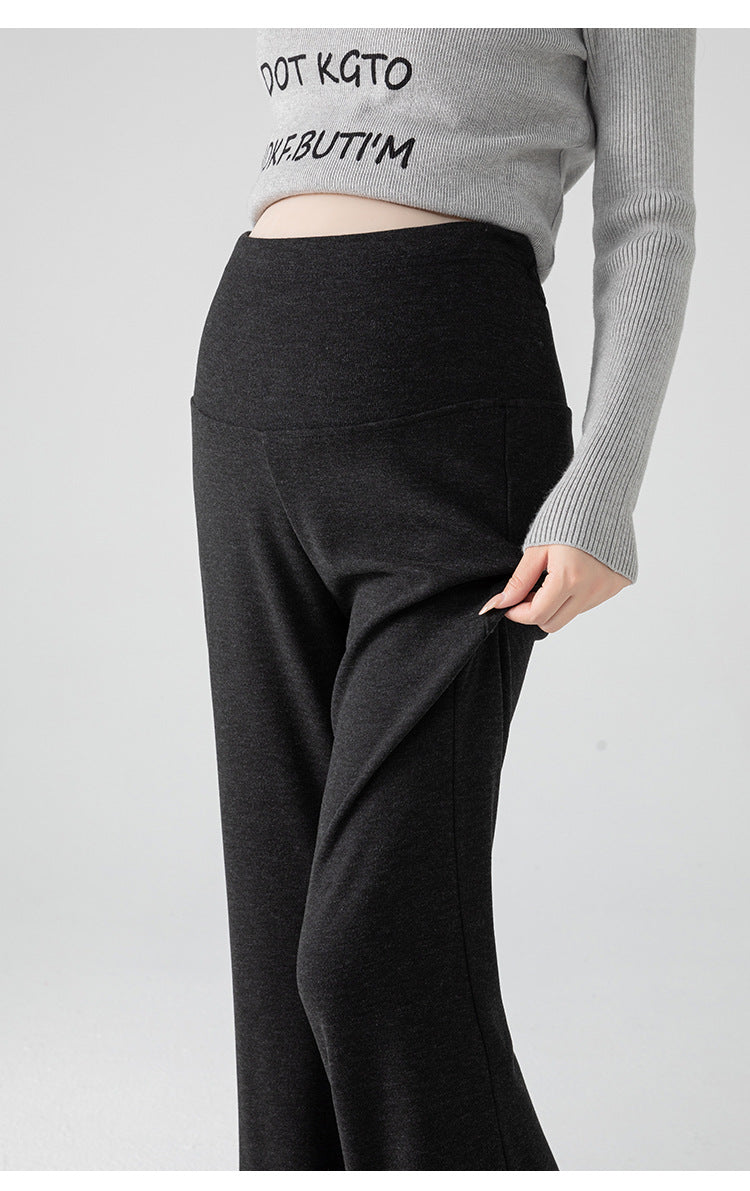 New Pregnant Women's Pants Autumn Loose Micro-flared Pants Autumn and Winter fleece-lined Thickened Pants Small Pregnant Women's Pants