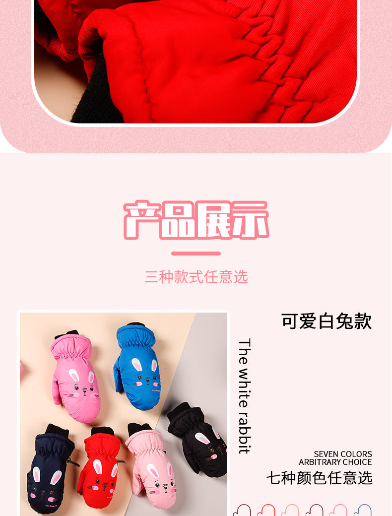 3-10 children's ski gloves outdoor riding gloves winter warm waterproof children's gloves play snow not wet hands
