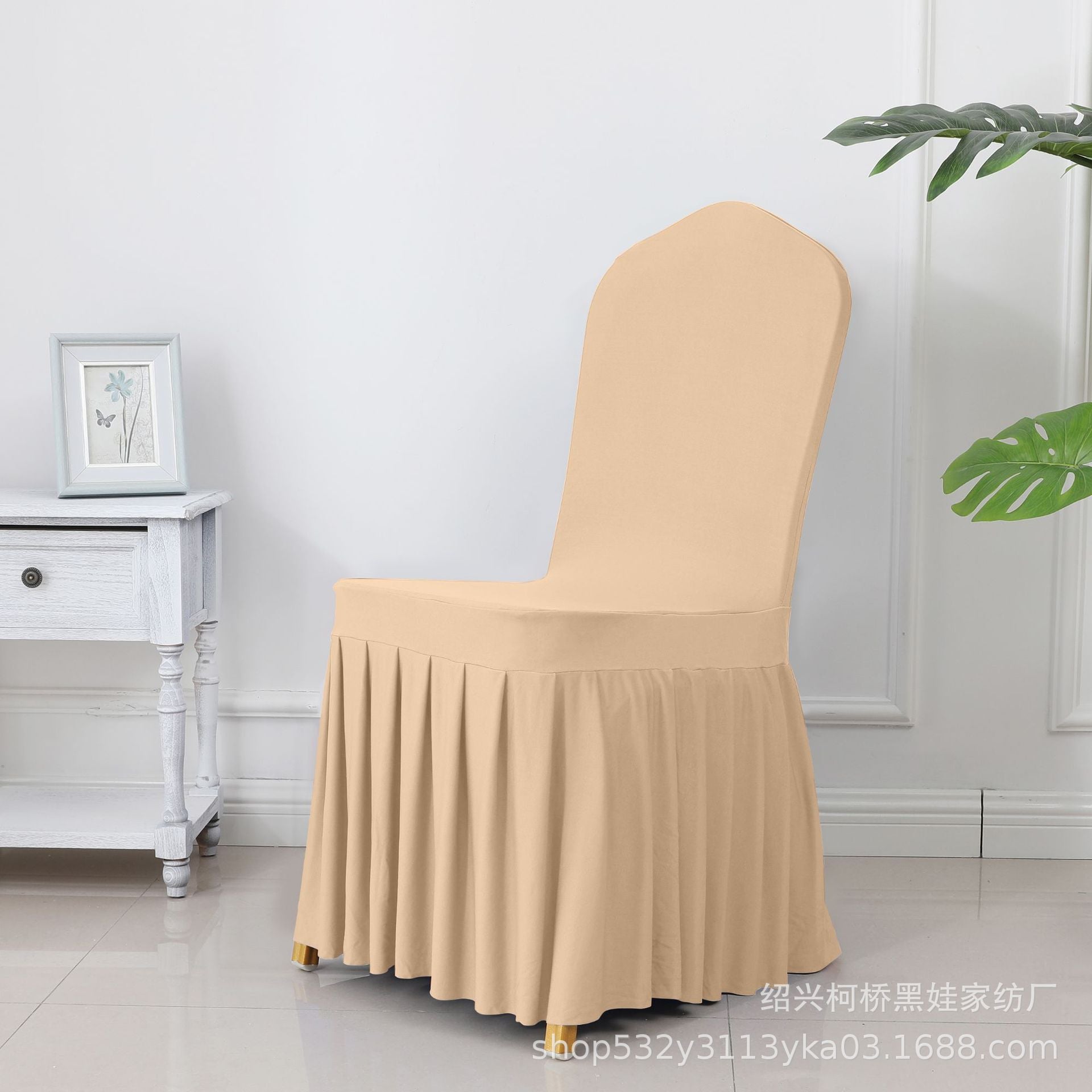 Chair Cover Thickened Stretch Pleated Skirt Dining Chair Cover Hotel Wedding Banquet Event Stool Cover Hotel Cloth