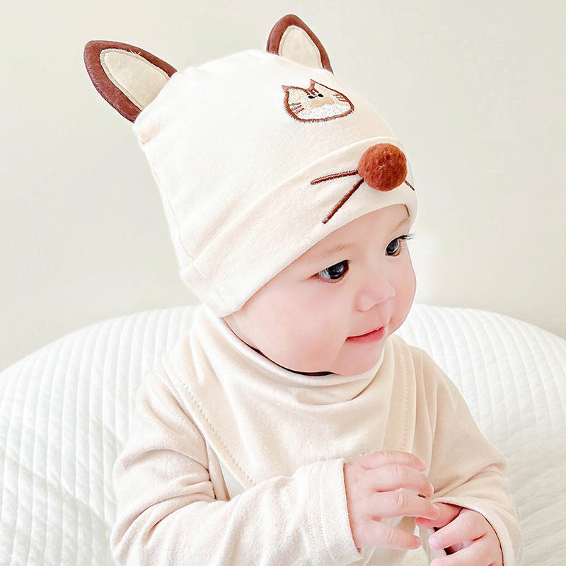 Katu Bear Infant Hat Spring & Fall 3-6-12 Months Male and Female Baby Pullover Hat Cotton 100-Day Sleeping Hat