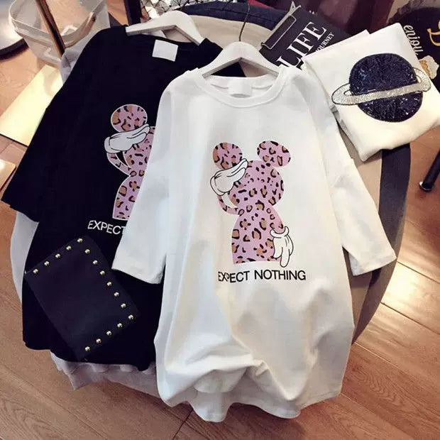 2023 Pregnant Women's Summer Cotton Short-sleeved T-shirt Loose Casual plus size Fashion Summer Pregnant Women's Long Top