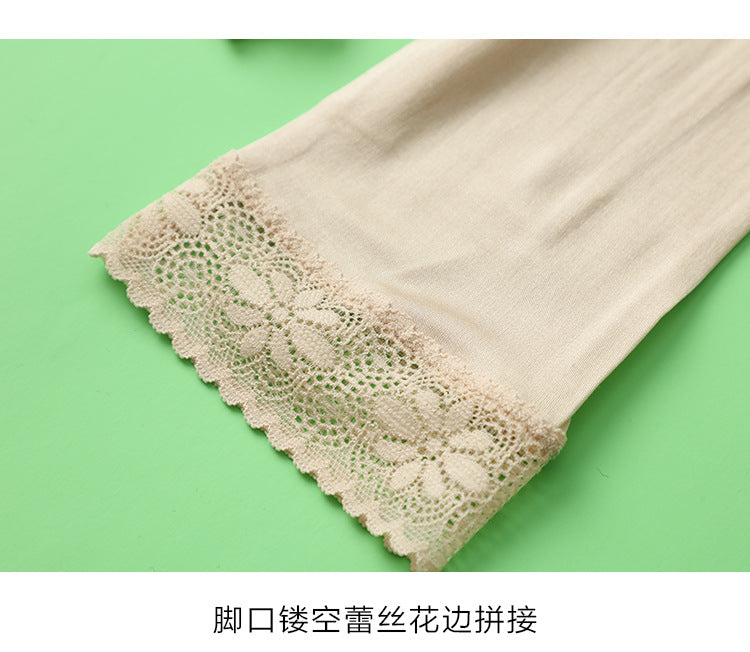 Thin Summer 100% Mulberry Silk Silk High Waist Cropped Pants Fine Knitted Leggings Breathable Skin-Friendly Soft Women's Pants