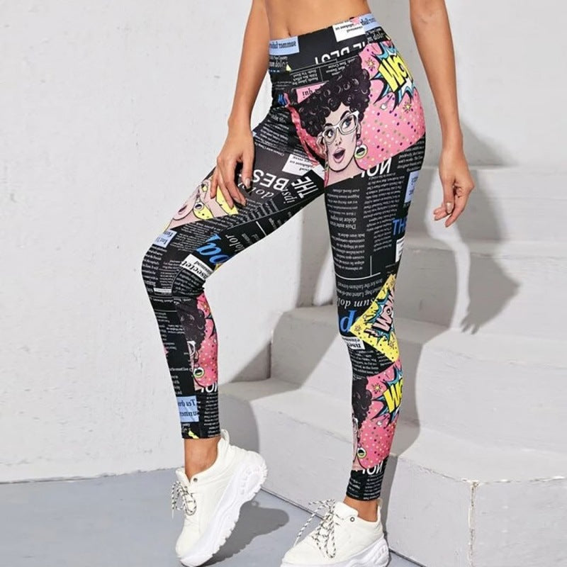 Hot Selling Women Digital Printed High Waist High Elastic Yoga Sports Tight Leggings XY5025
