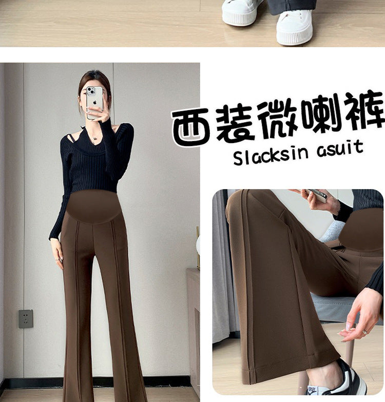 Pregnant women's spring new goddess pants flared pants split slim fit high slimming outerwear trousers pregnant women's suit pants