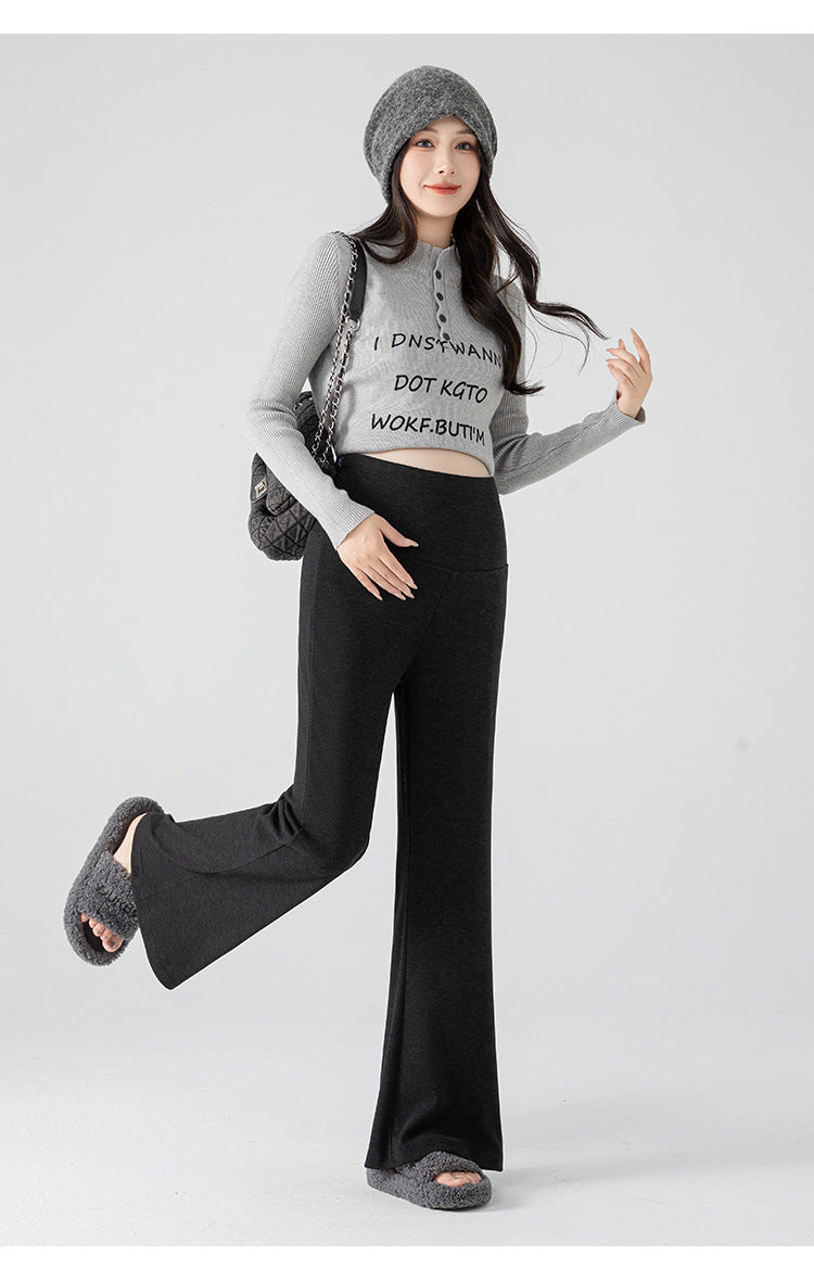 New Pregnant Women's Pants Autumn Loose Micro-flared Pants Autumn and Winter fleece-lined Thickened Pants Small Pregnant Women's Pants