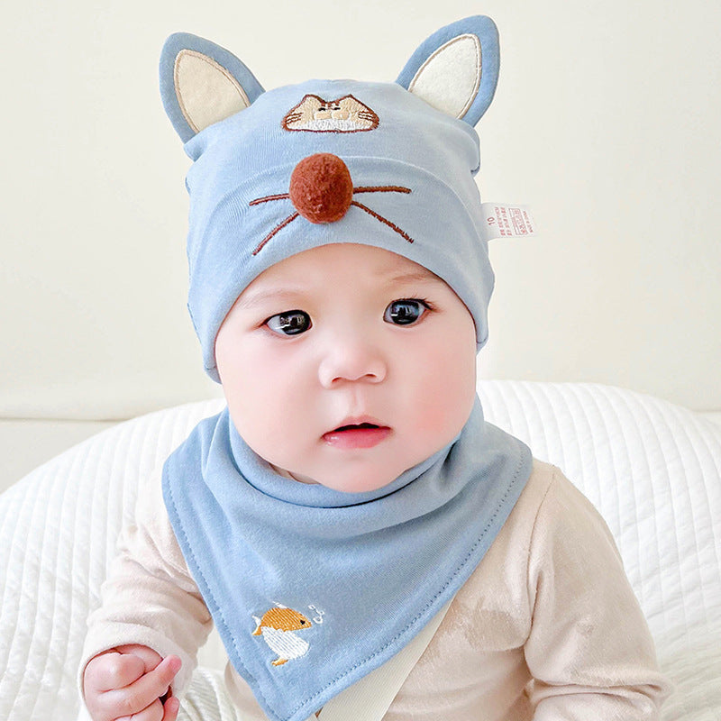 Katu Bear Infant Hat Spring & Fall 3-6-12 Months Male and Female Baby Pullover Hat Cotton 100-Day Sleeping Hat