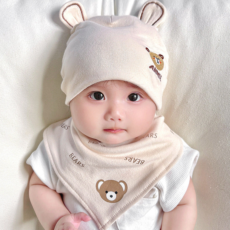Katu Bear Infant Hat Spring & Fall 3-6-12 Months Male and Female Baby Pullover Hat Cotton 100-Day Sleeping Hat