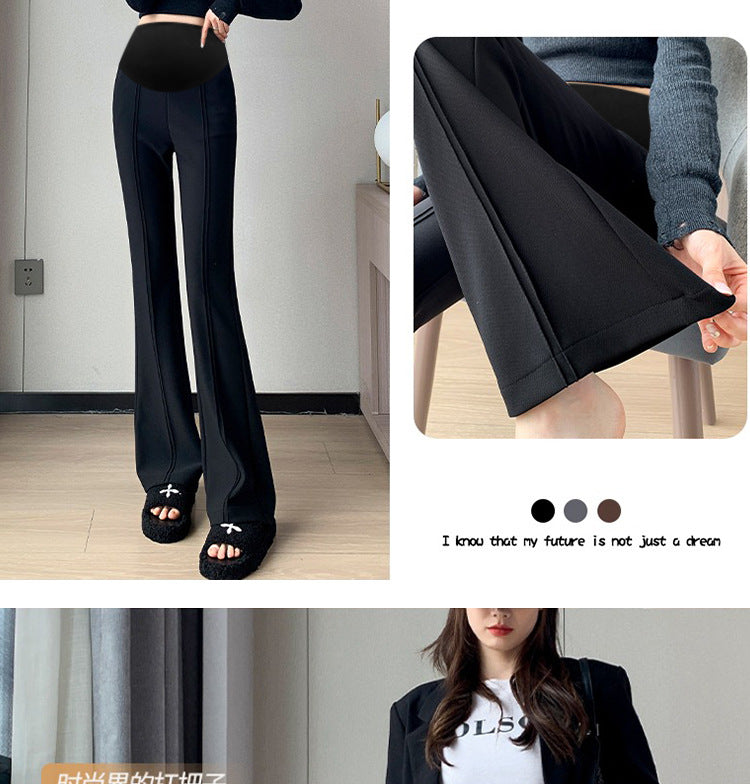 Pregnant women's spring new goddess pants flared pants split slim fit high slimming outerwear trousers pregnant women's suit pants