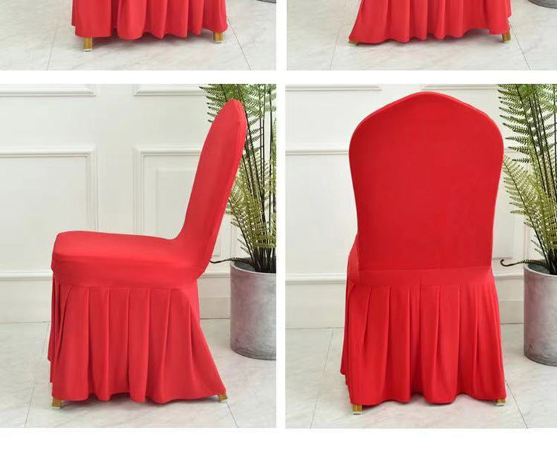 Chair Cover Thickened Stretch Pleated Skirt Dining Chair Cover Hotel Wedding Banquet Event Stool Cover Hotel Cloth