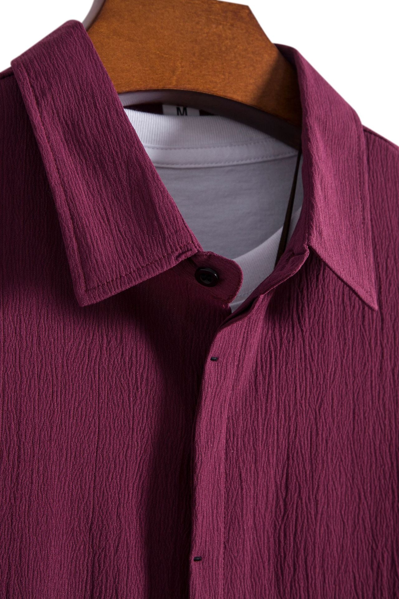 Cross-border 2025 Summer New Men's Short-sleeved Shirt Loose Solid Color Button Short-sleeved Shirt Men's Short-sleeved Shirt
