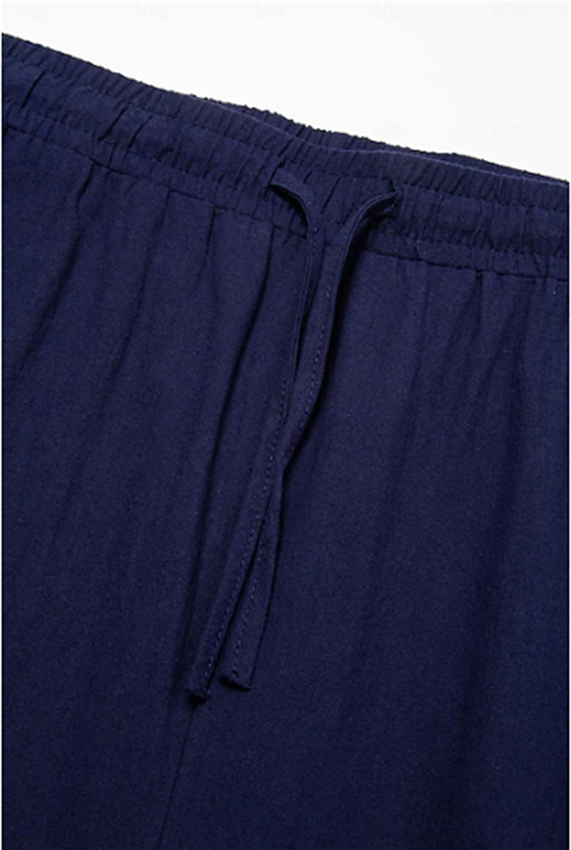 2025 Amazon Men's Solid Color plus size Cordwork Pants Drawstring Elelastic Multi-Pocket Wide Men's Casual Pants