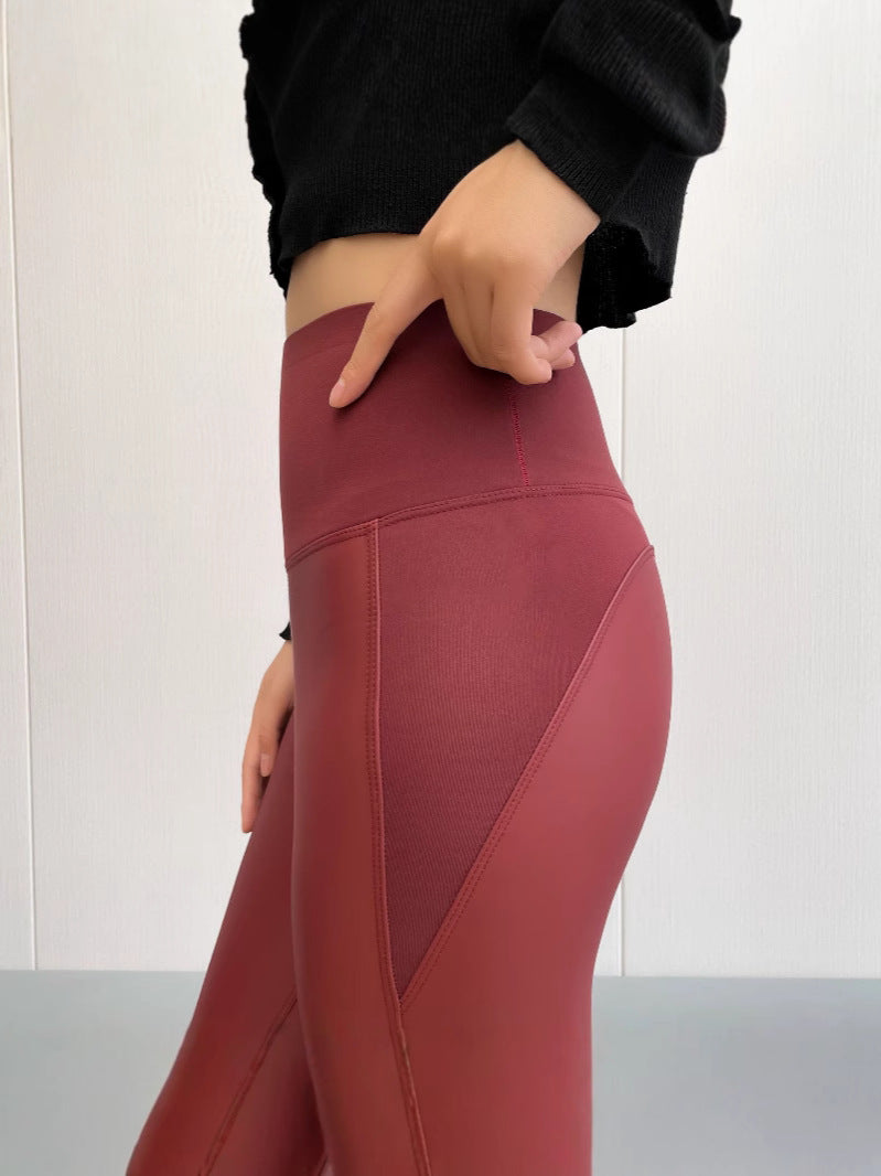 Brushed Leather Pants, Classic and Fashionable Leather Pants, Hip-Lifting and Tummy-Tucking, Nine-Point Pants for Outer Wear
