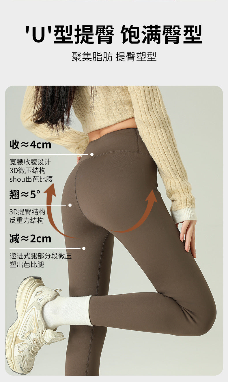 2024 Shark Pants for Women, Fleece-Lined and Thickened, High-Waisted, Hip-Lifting Yoga Pants, Leggings, Lamb Fleece, Plus Size