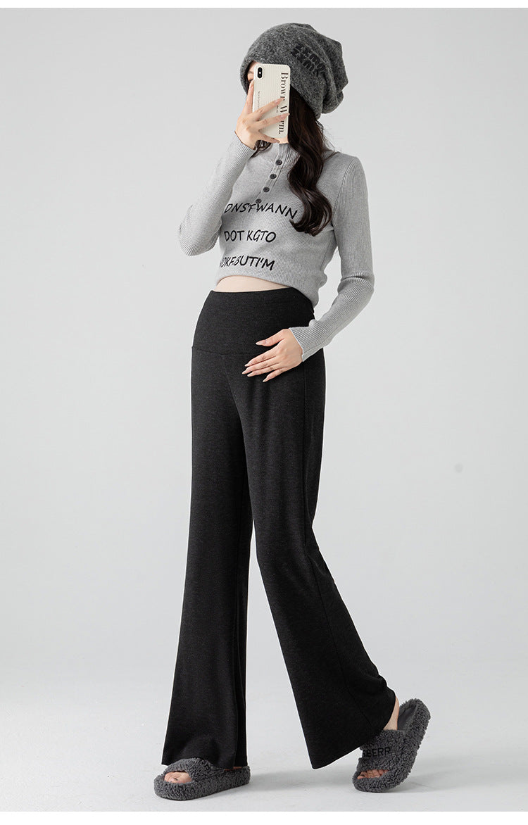 New Pregnant Women's Pants Autumn Loose Micro-flared Pants Autumn and Winter fleece-lined Thickened Pants Small Pregnant Women's Pants