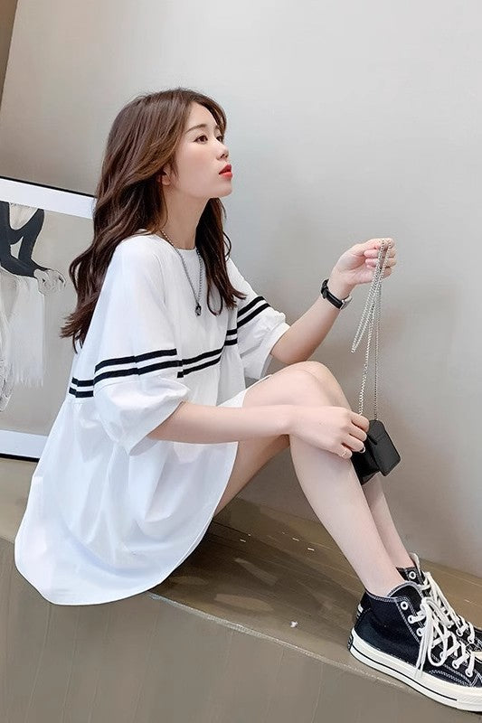 Pregnant Women's Summer T-shirt Top Women's T-shirt Fashionable Summer Thin Short-sleeved Summer Base Shirt Mid-length dress Women