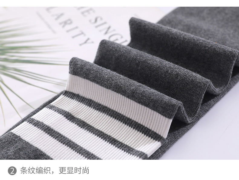 Tb New Autumn and Winter Terry Leggings for Women to Wear as Outerwear, Thin, Faded, Butt-Lifting, Four-Stripes Knitted Elastic Tight-Fitting Pants