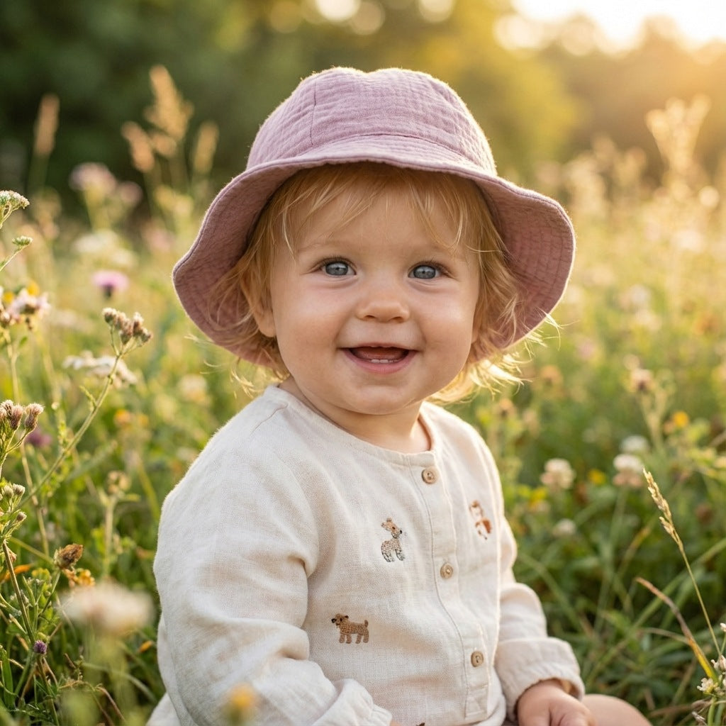 Ins Baby Pure Cotton Basin Hat European and American Anti-Sun Breathable Baby Fisherman Hat Pure Color Kidsren's Sun Hat Breathable Sun Protection