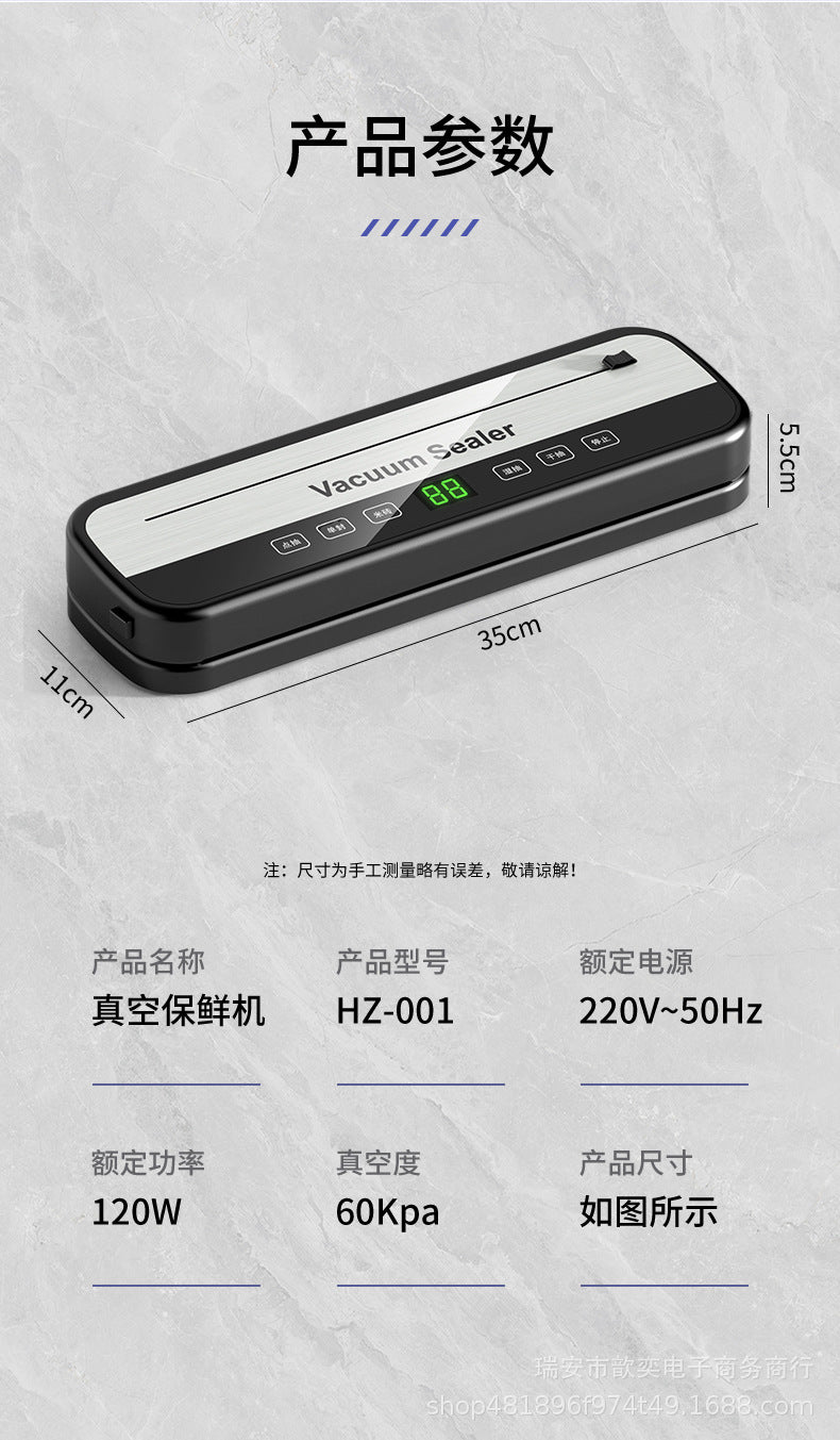 Vacuum Sealing Machine Food Preservation Machine Kitchen Plastic Household Vacuum Packaging Machine Wet and Dry Knife Cutting Sealing Machine