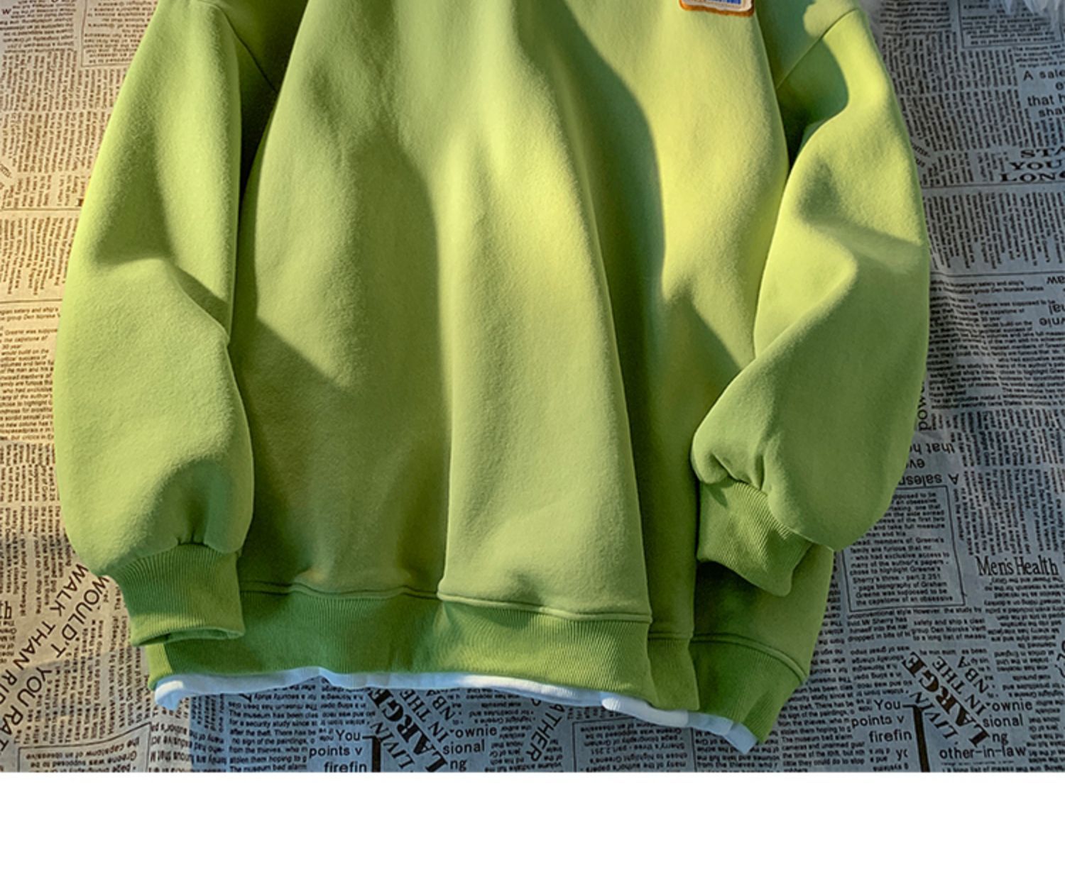 Green sweater men's and women's Hong Kong style spring and autumn top new oversize fake two-piece coat top couple wear lazy