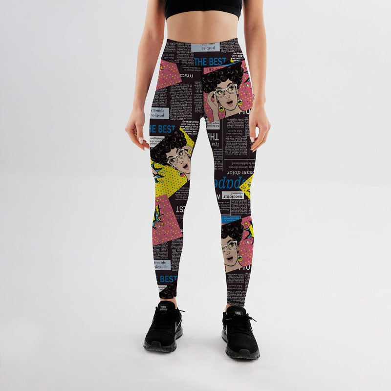 Hot Selling Women Digital Printed High Waist High Elastic Yoga Sports Tight Leggings XY5025
