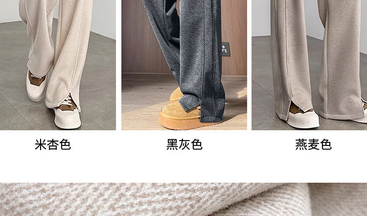 Pregnant Women's Trousers Herringbone Pattern Woolen Belly Narrow Wide-leg Pants Lazy Casual Glutinous Rice Pants Trousers Pregnant Women's Wear