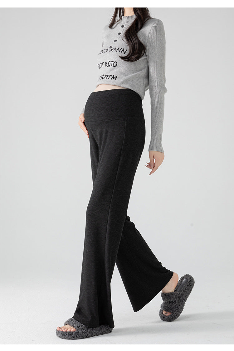 New Pregnant Women's Pants Autumn Loose Micro-flared Pants Autumn and Winter fleece-lined Thickened Pants Small Pregnant Women's Pants