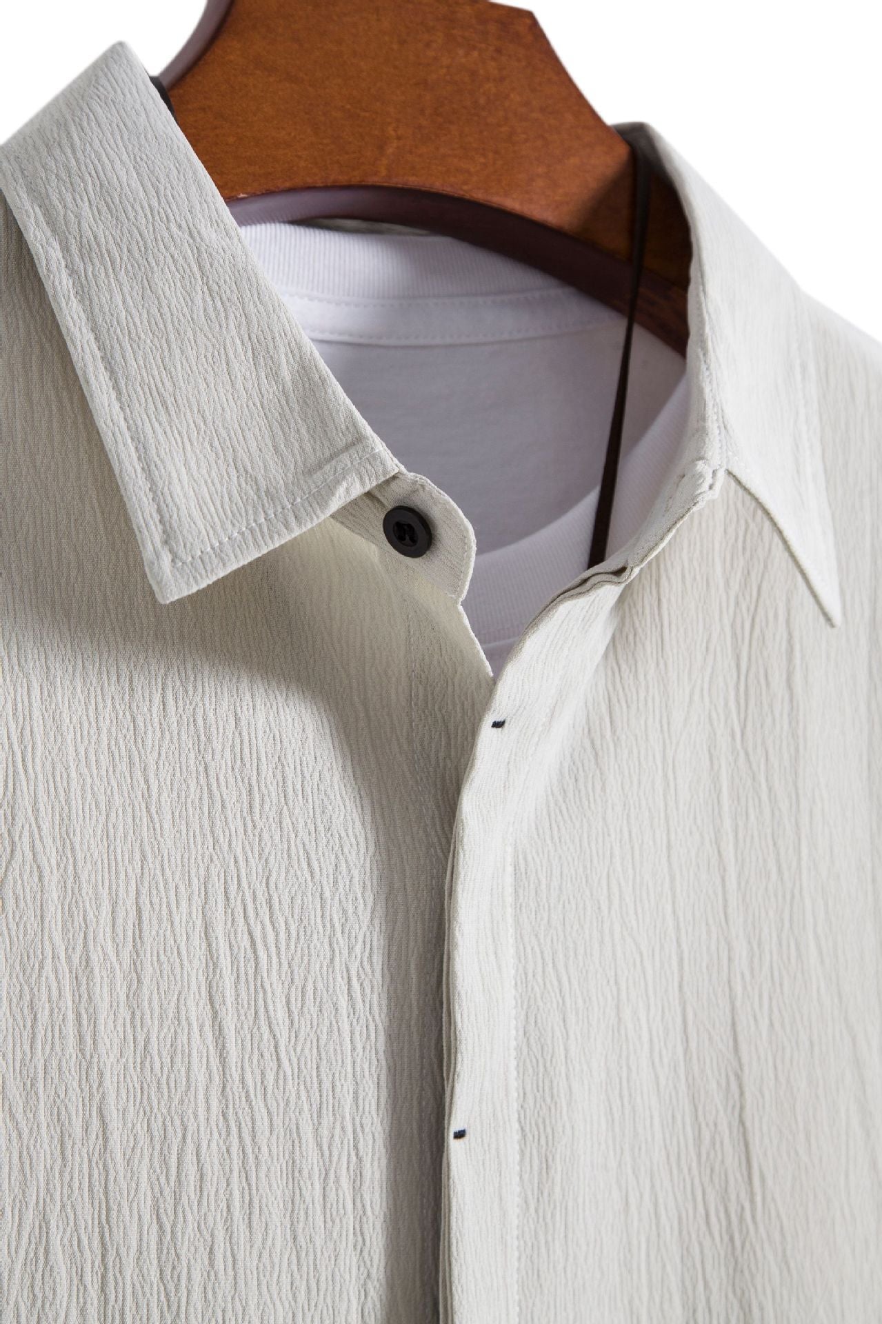 Cross-border 2025 Summer New Men's Short-sleeved Shirt Loose Solid Color Button Short-sleeved Shirt Men's Short-sleeved Shirt